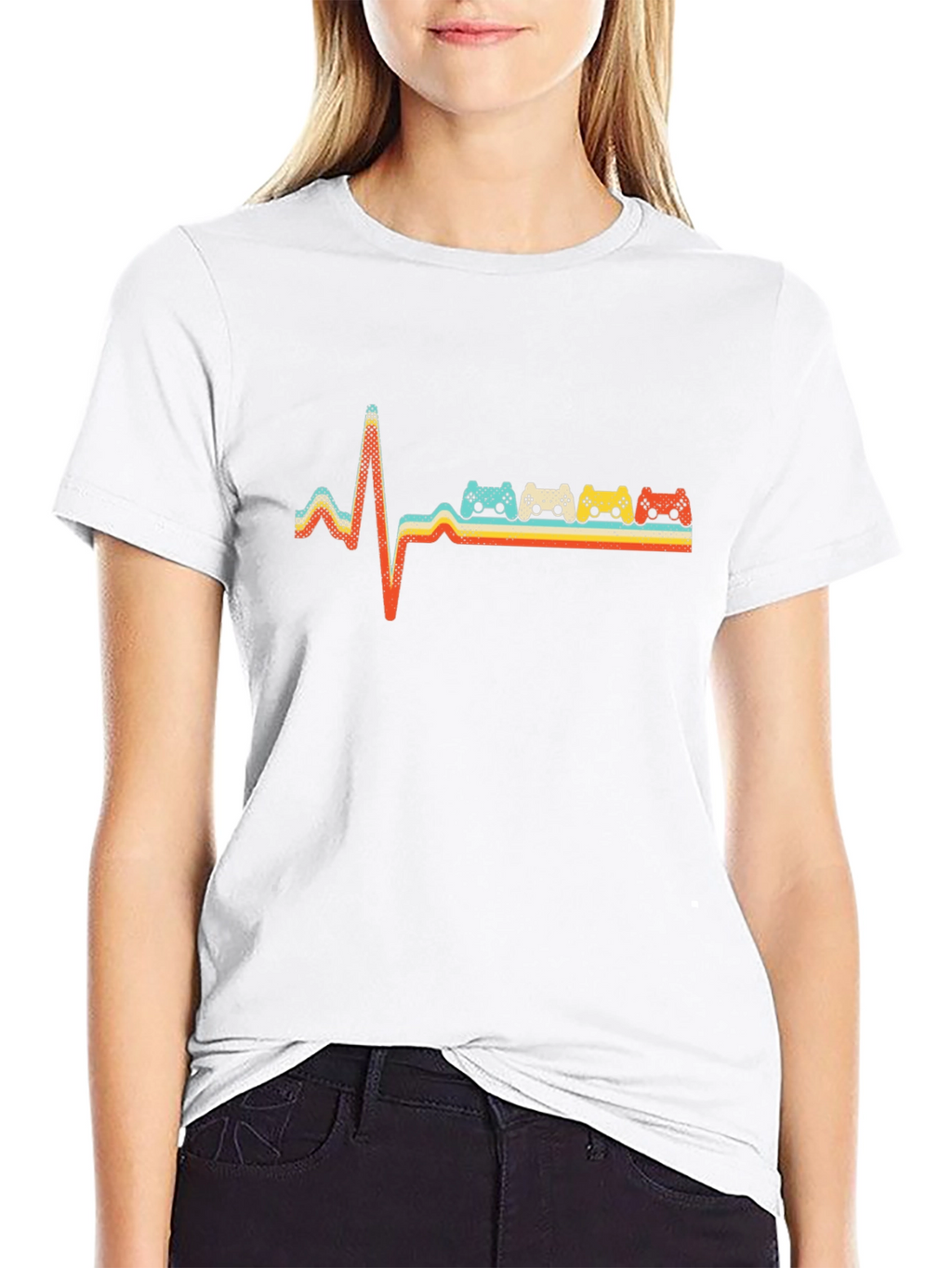 Retro Gamer Heartbeat T-Shirt - Gaming Pulse Tee