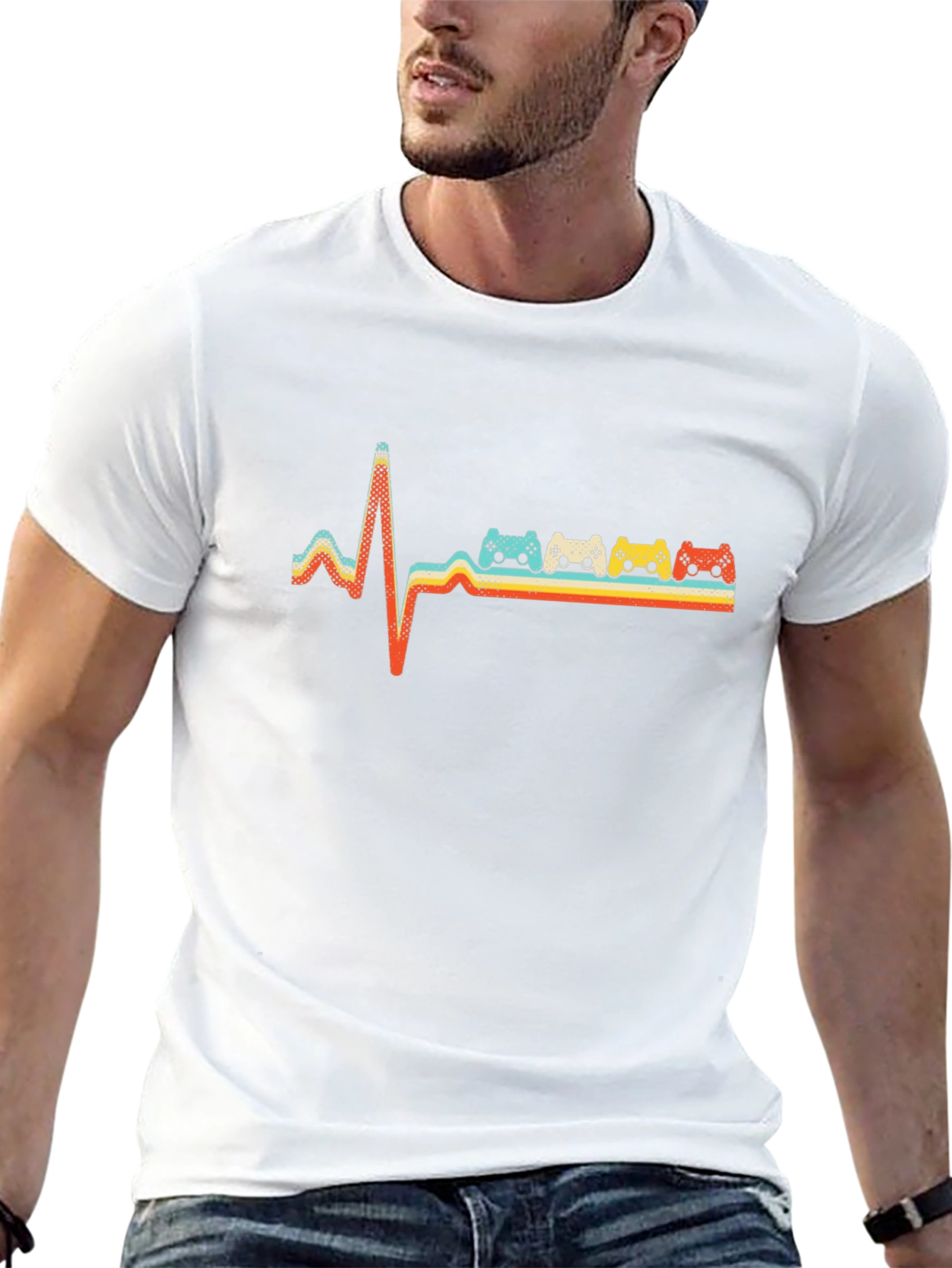 Retro Gamer Heartbeat T-Shirt - Gaming Pulse Tee