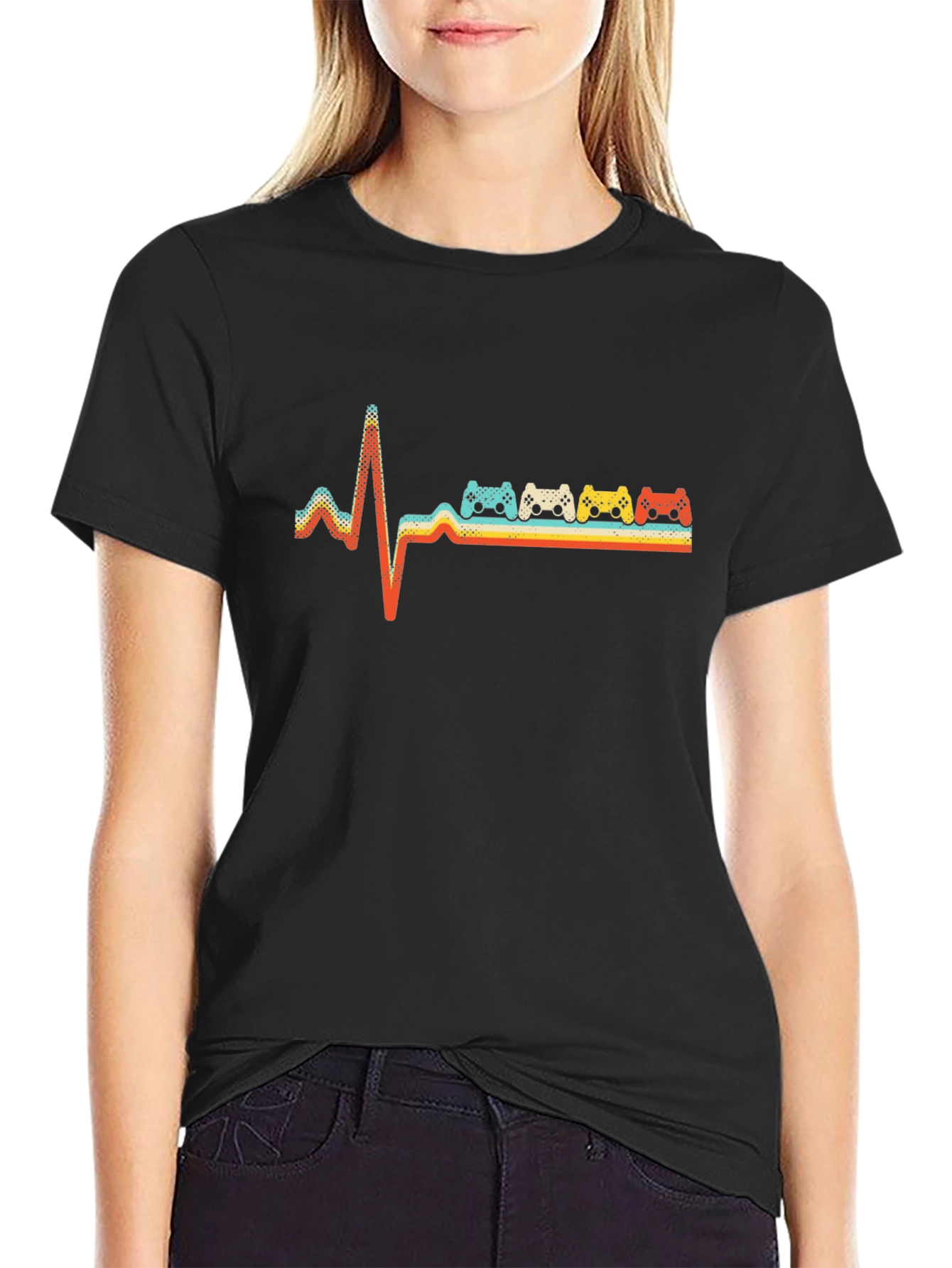 Retro Gamer Heartbeat T-Shirt - Gaming Pulse Tee