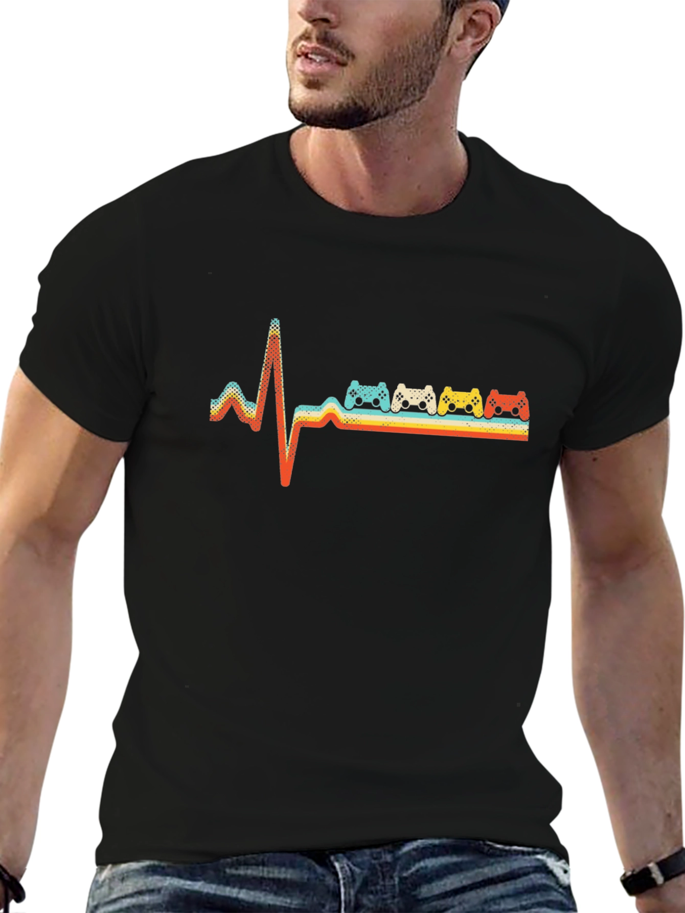 Retro Gamer Heartbeat T-Shirt - Gaming Pulse Tee