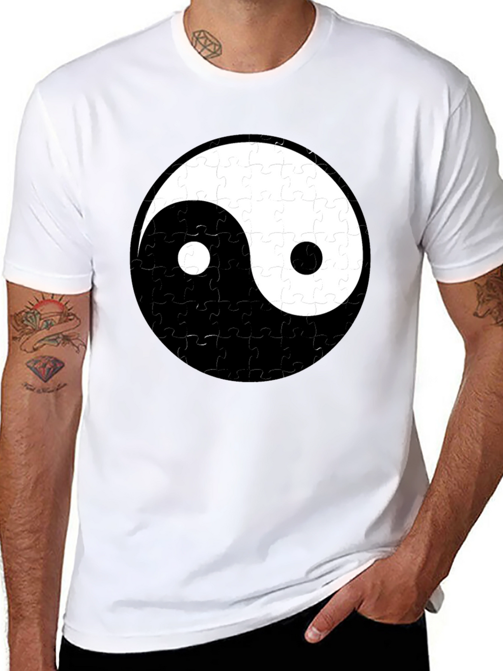 Yin Yang Puzzle Piece T-Shirt - Balance & Style