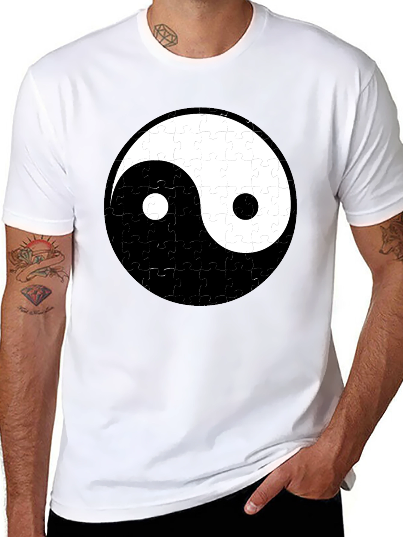 Yin Yang Puzzle Piece T-Shirt - Balance & Style
