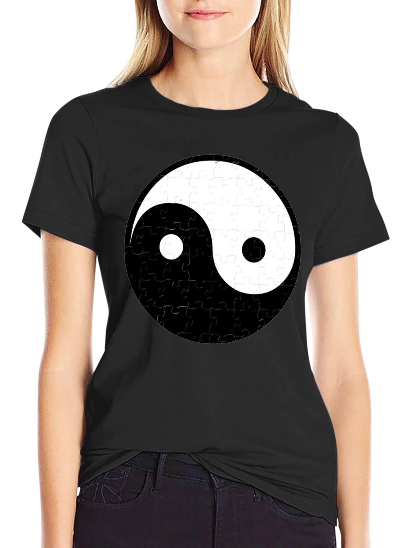 Yin Yang Puzzle Piece T-Shirt - Balance & Style