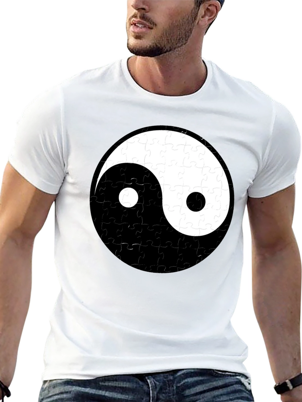 Yin Yang Puzzle Piece T-Shirt - Balance & Style