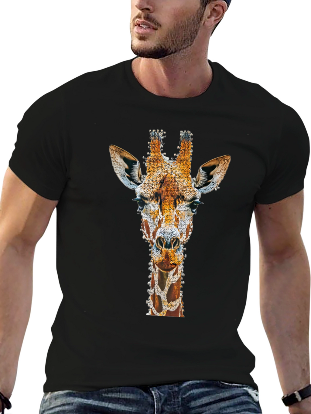Giraffe Art Print T-Shirt - Unique Graphic Tee