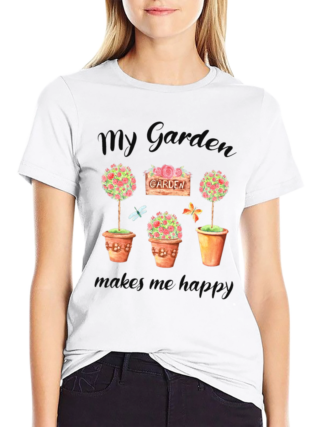 My Garden Makes Me Happy Black T-Shirt
