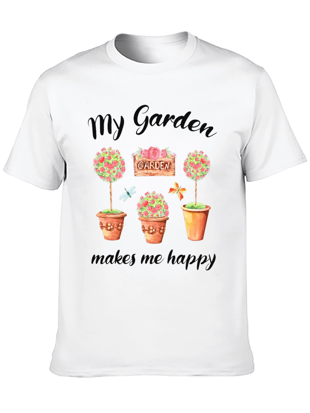 My Garden Makes Me Happy Black T-Shirt