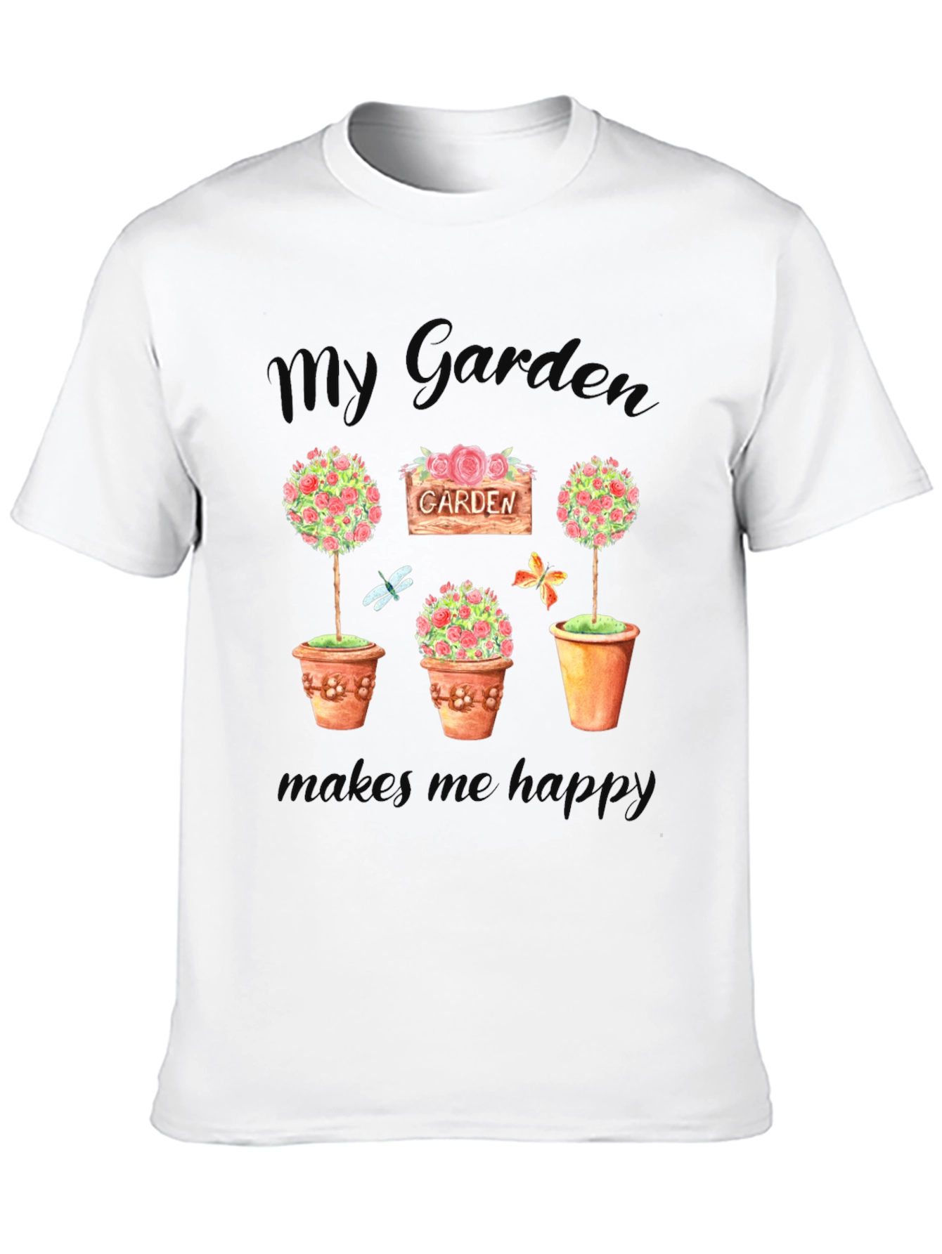 My Garden Makes Me Happy Black T-Shirt