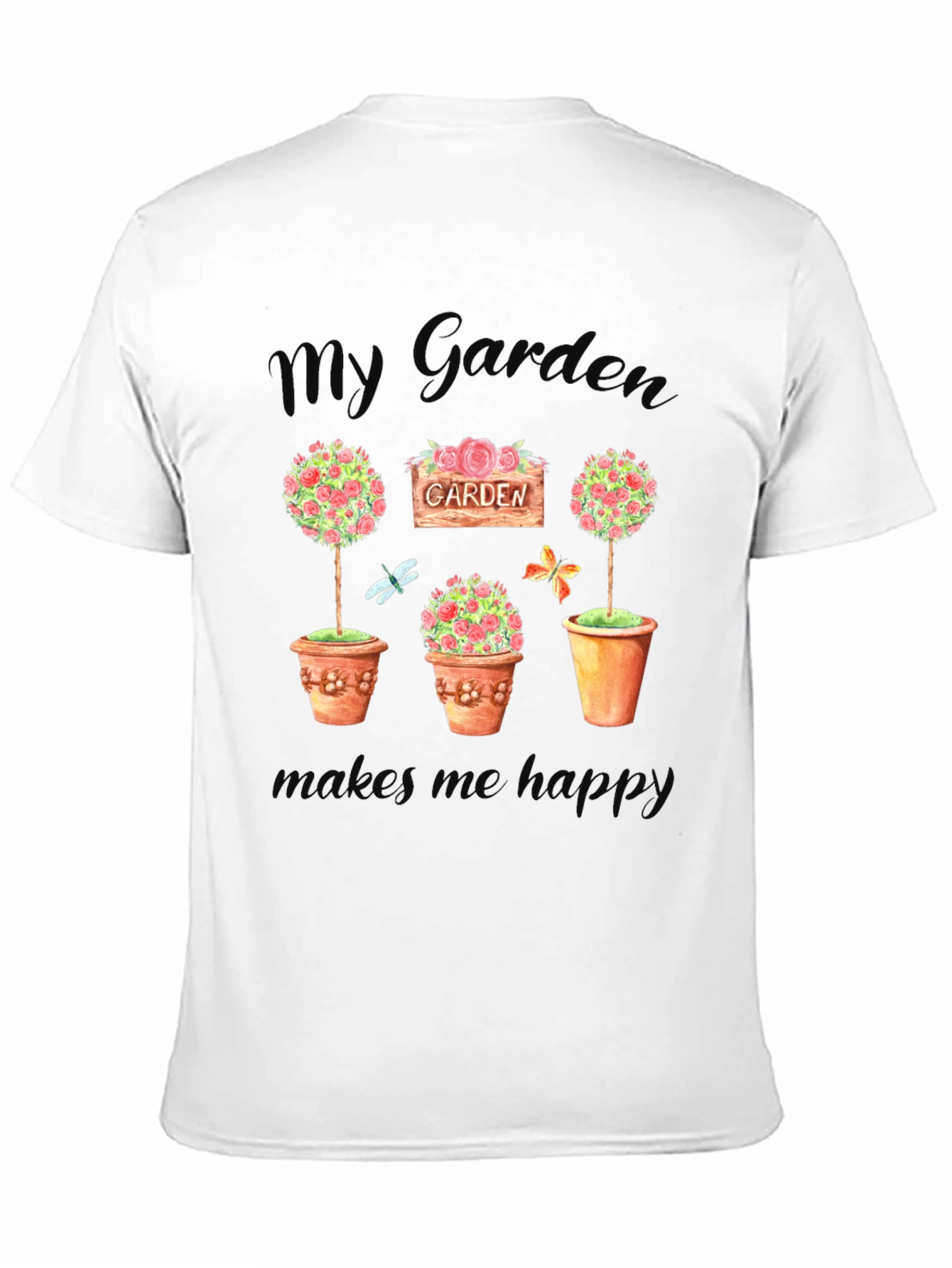 My Garden Makes Me Happy Black T-Shirt