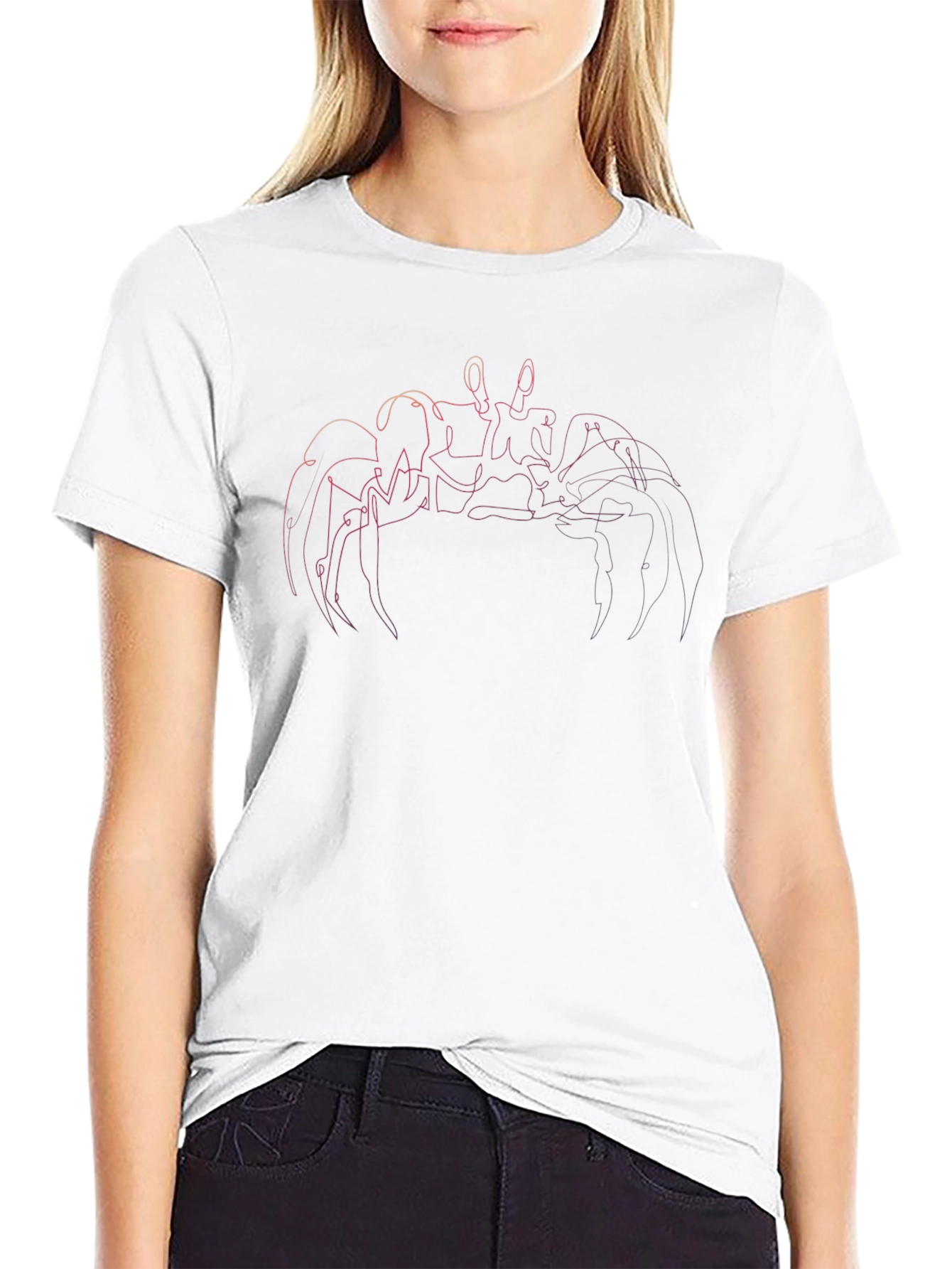 Abstract Crab Line Art Black T-Shirt