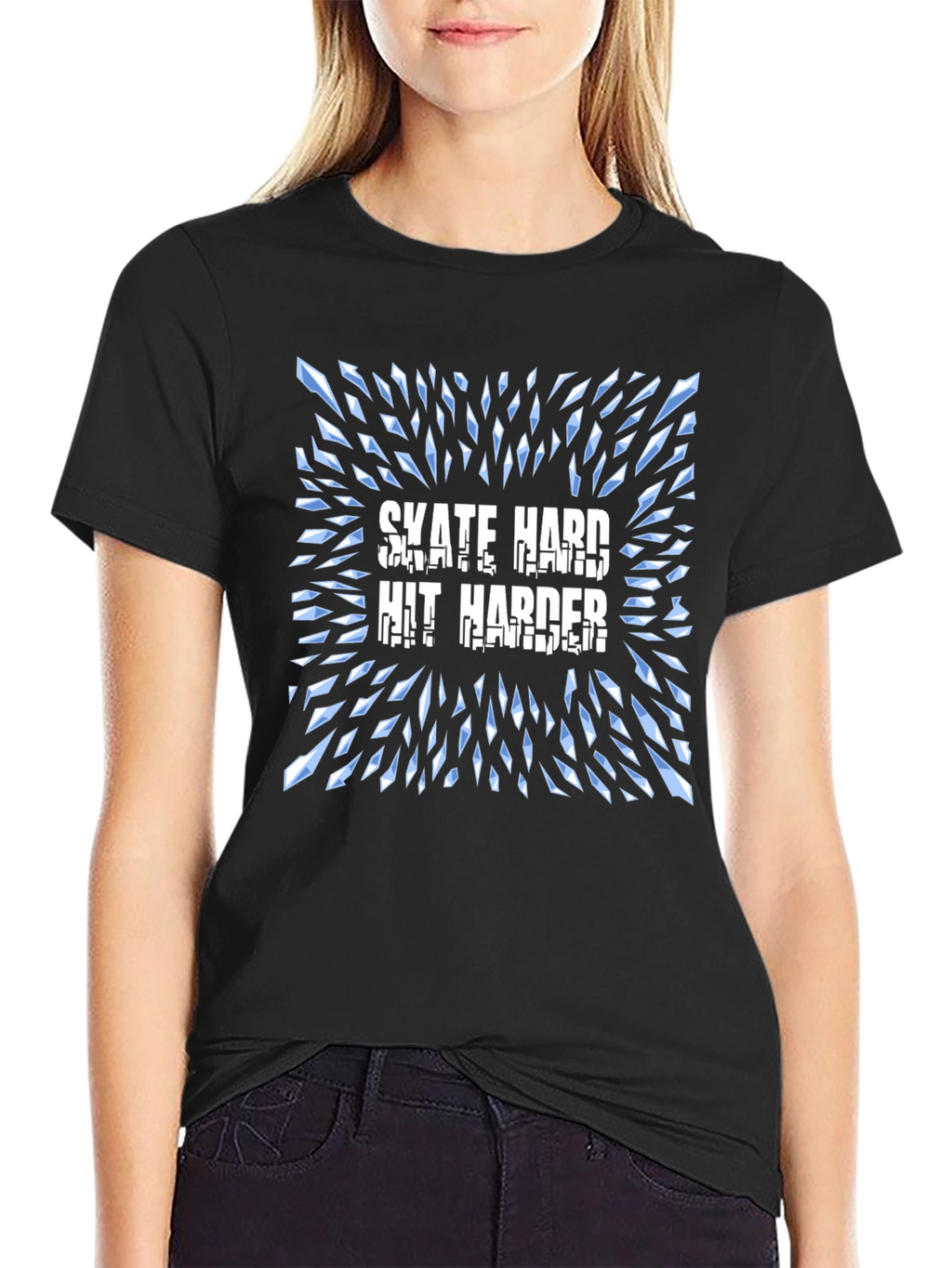 Skate Hard Hit Harder Graphic T-Shirt - Cool Design