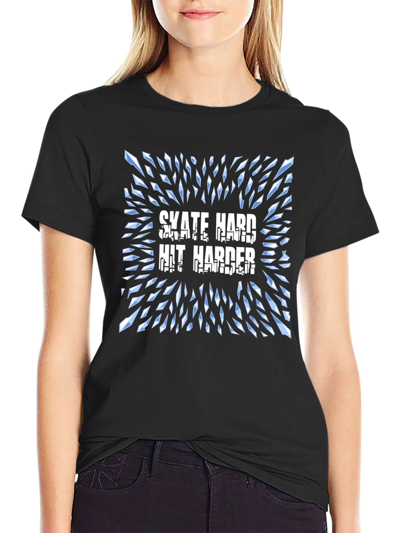 Skate Hard Hit Harder Graphic T-Shirt - Cool Design