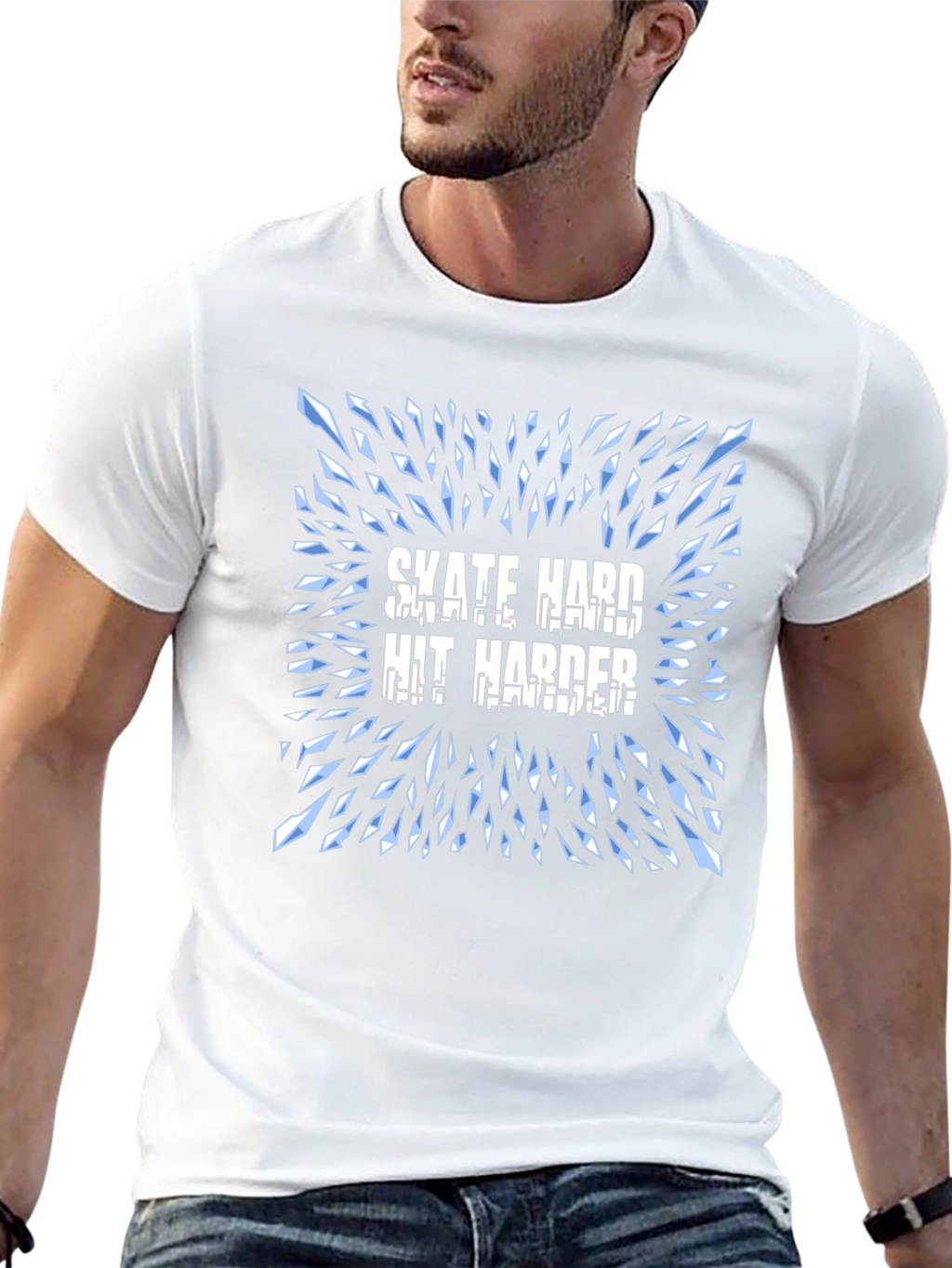 Skate Hard Hit Harder Graphic T-Shirt - Cool Design