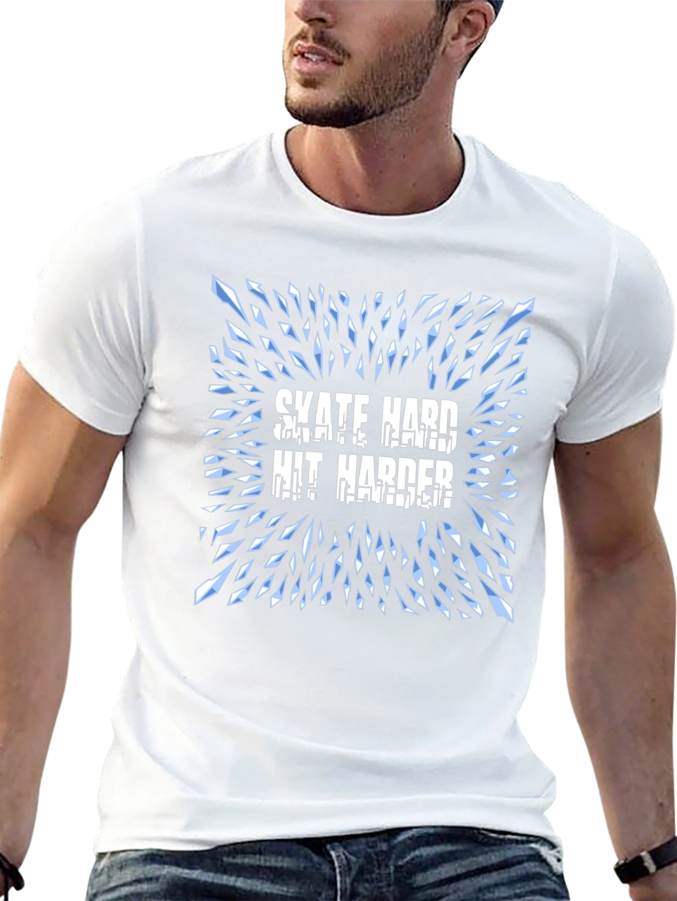 Skate Hard Hit Harder Graphic T-Shirt - Cool Design