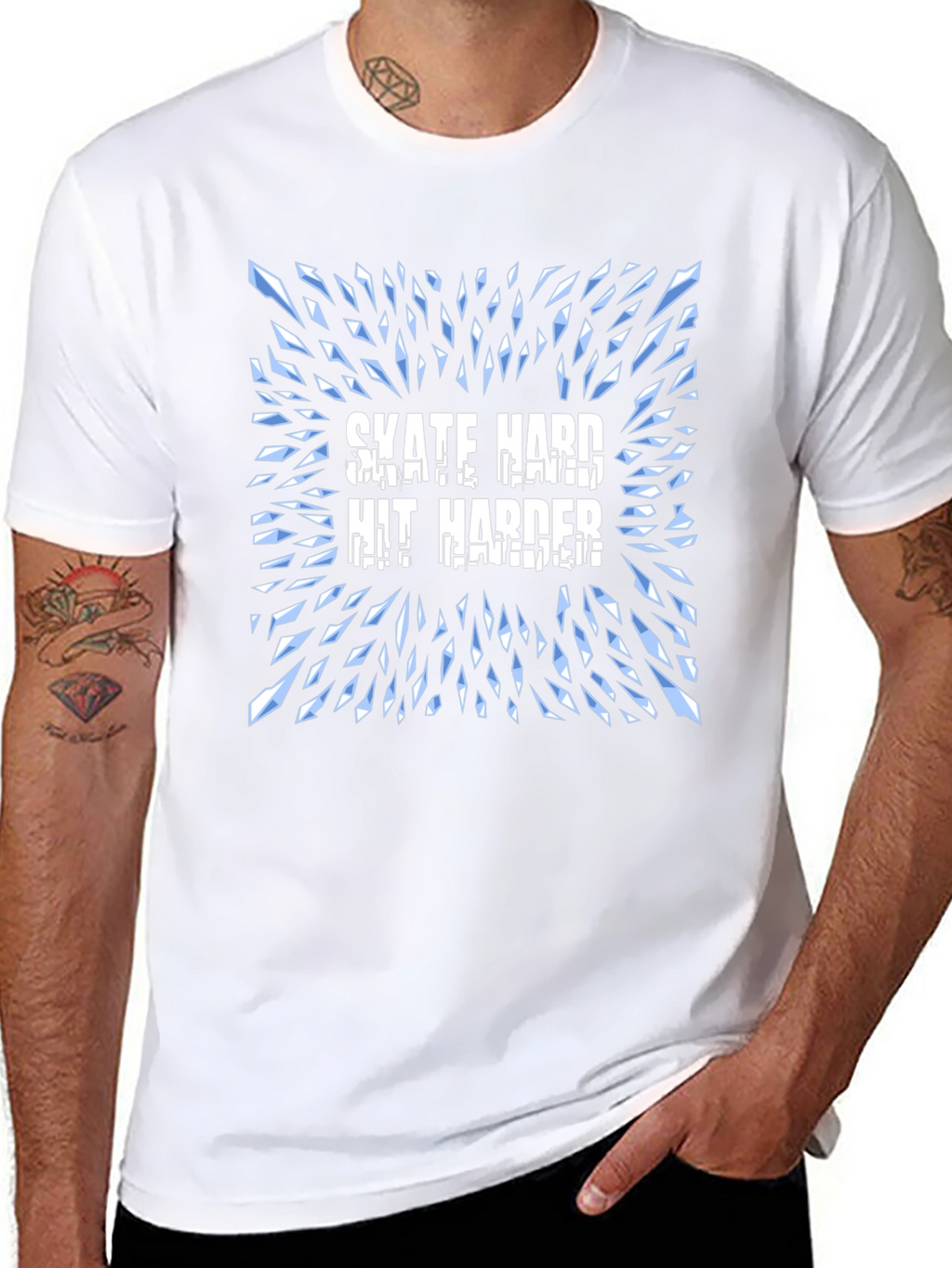 Skate Hard Hit Harder Graphic T-Shirt - Cool Design
