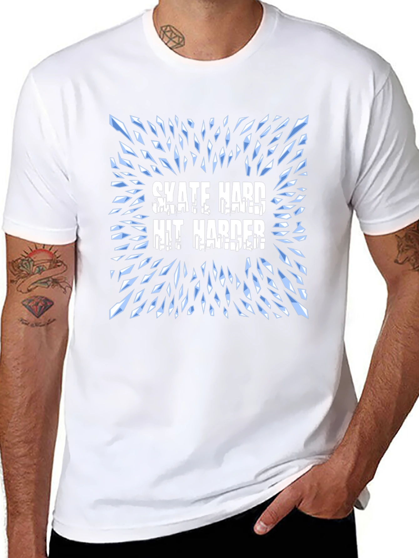 Skate Hard Hit Harder Graphic T-Shirt - Cool Design