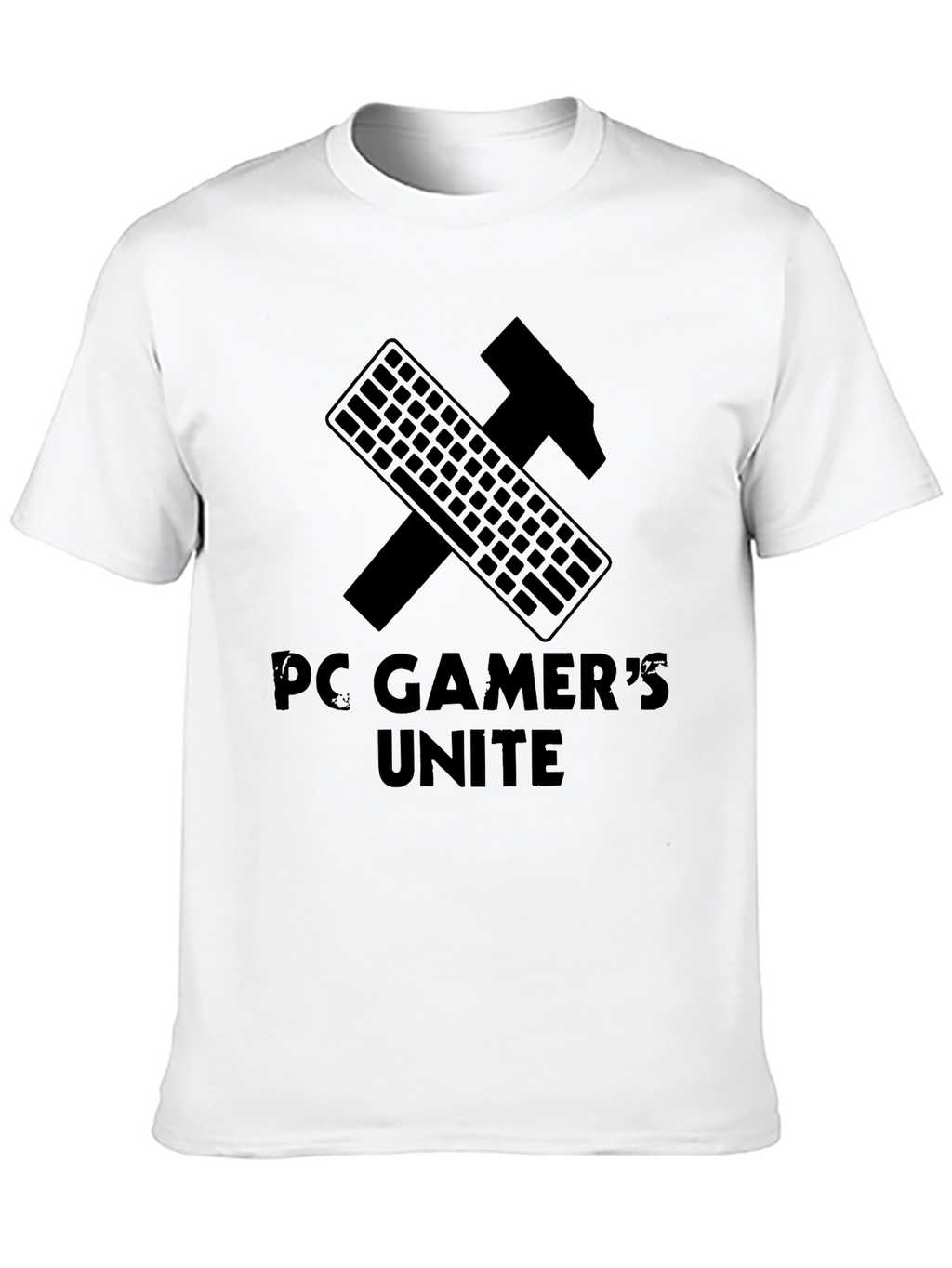 PC Gamers Unite T-Shirt - Keyboard Hammer Design