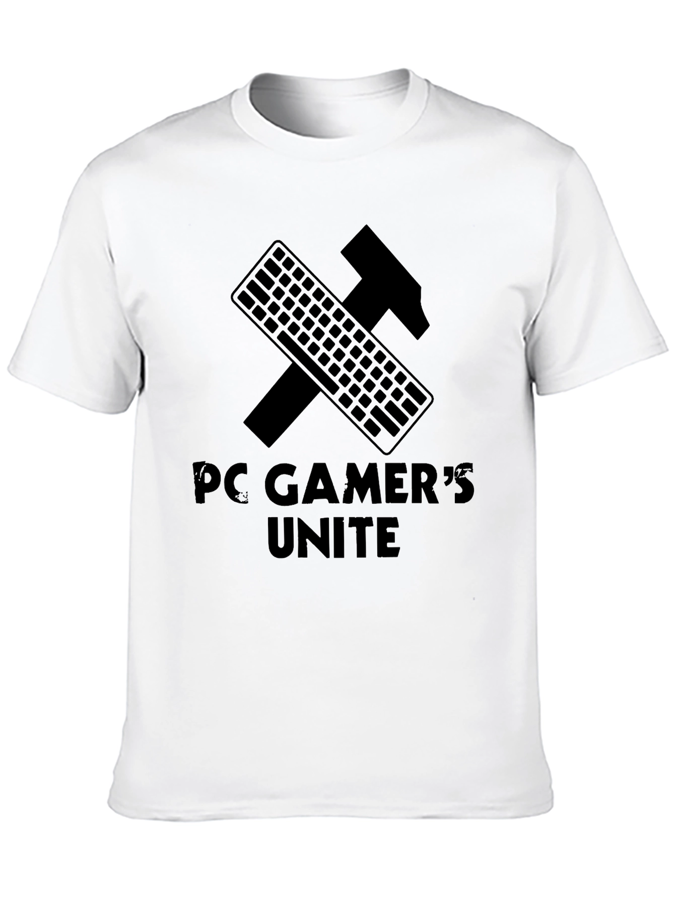 PC Gamers Unite T-Shirt - Keyboard Hammer Design