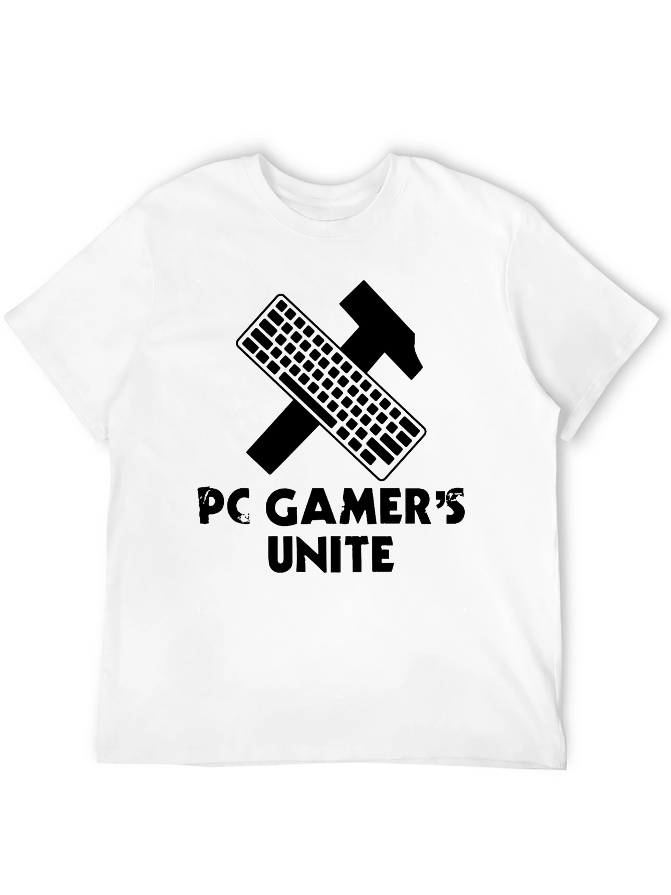 PC Gamers Unite T-Shirt - Keyboard Hammer Design