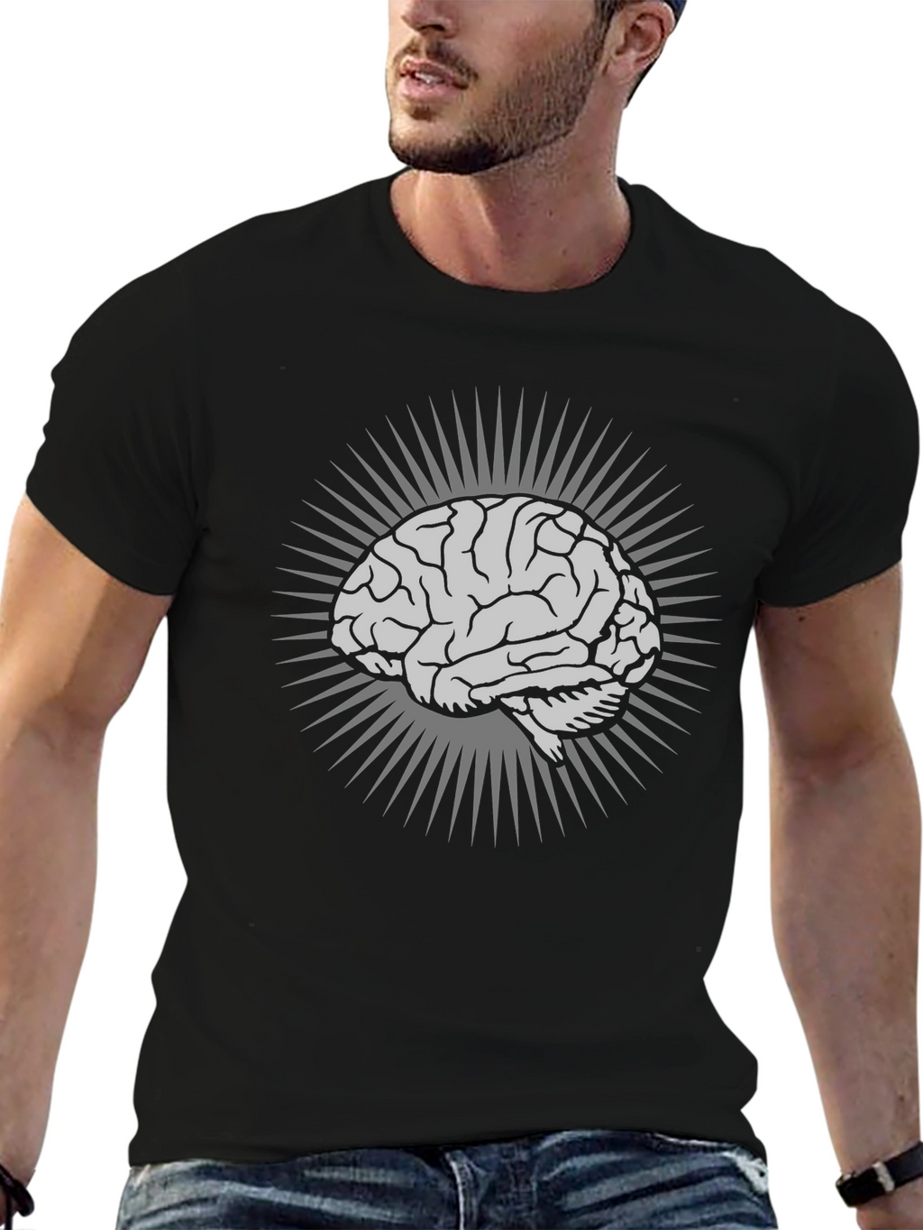 Brain Graphic T-Shirt - Black Cotton Tee
