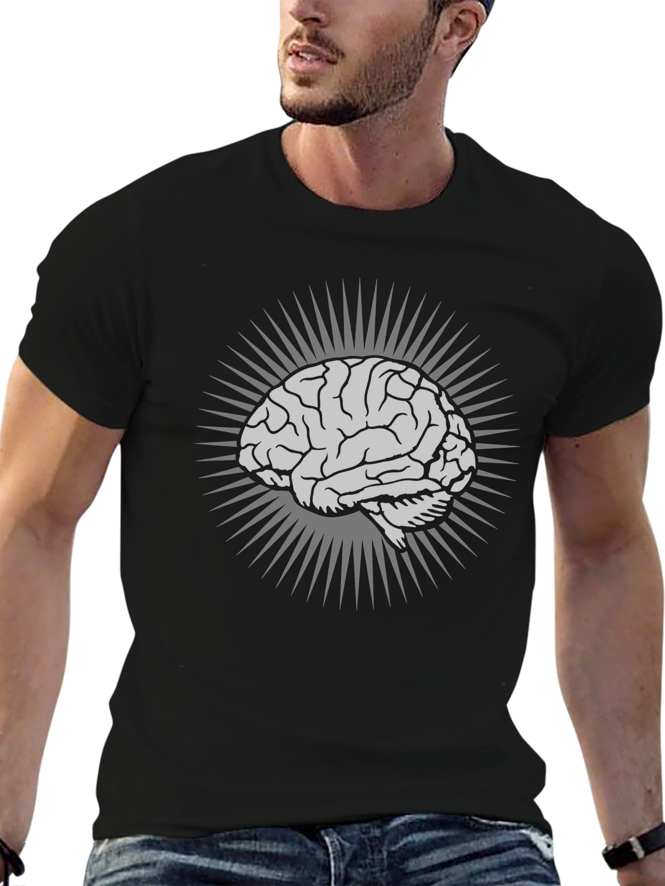 Brain Graphic T-Shirt - Black Cotton Tee