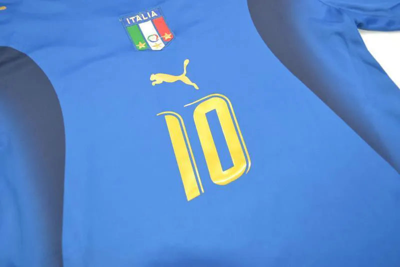 2006 Italy Home Blue Retro Soccer Jersey Detail 3