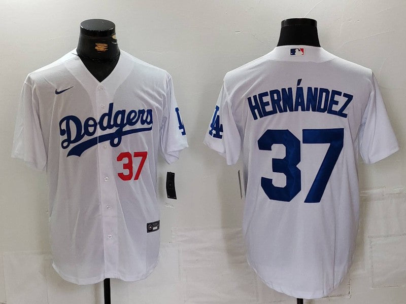 Men's Los Angeles Dodgers Teoscar Hernandez #37 White Home Limited Player Jerseys