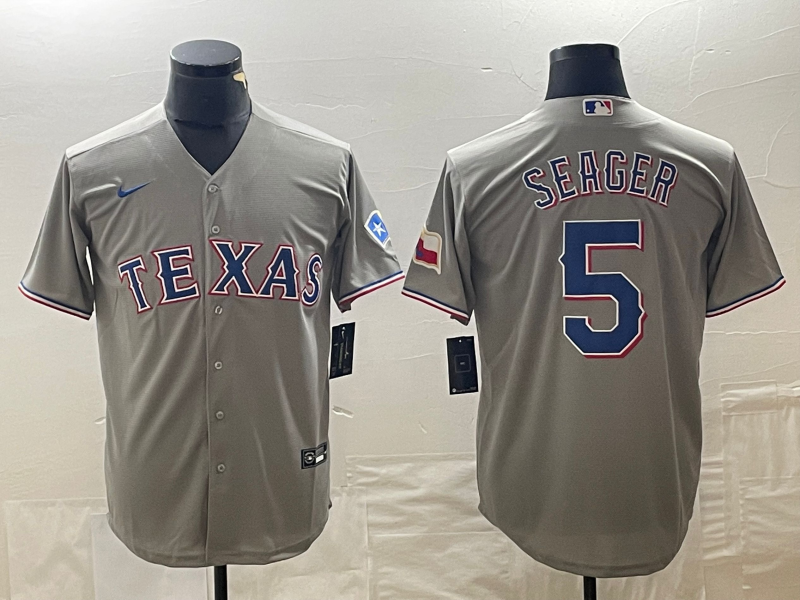 Men's Texas Rangers Corey Seager #5 Gray Replica Player Jerseys