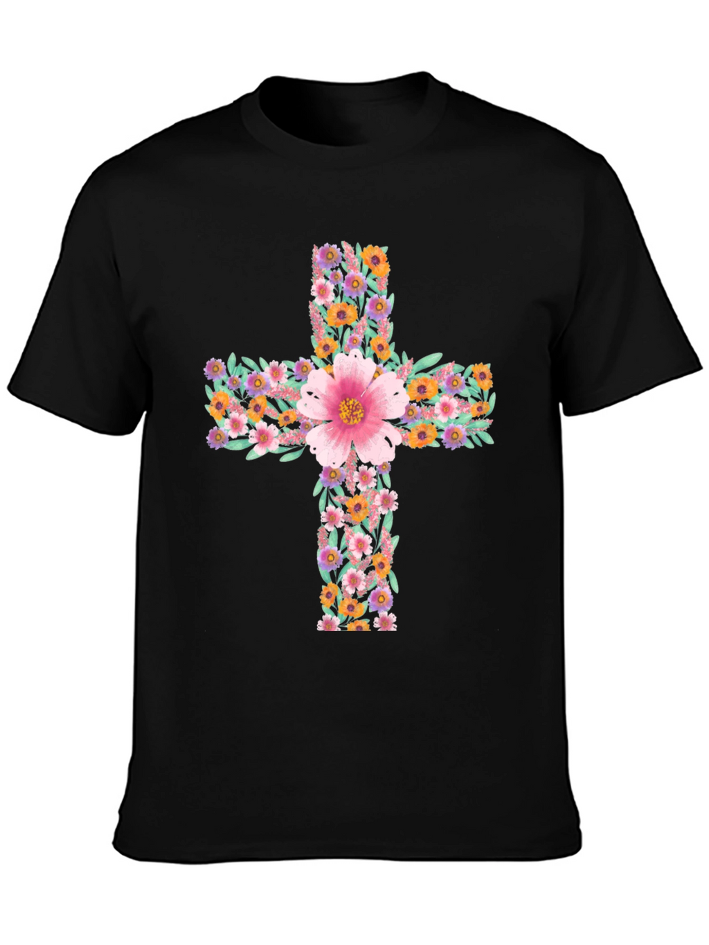 Floral Cross Graphic Tee - Stylish Christian Apparel
