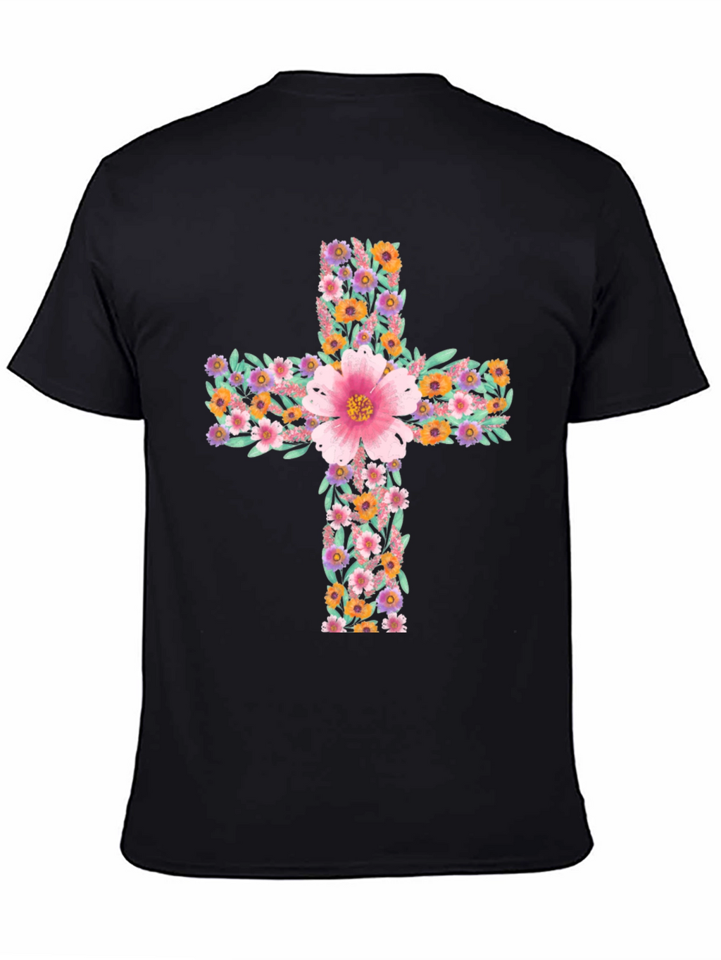 Floral Cross Graphic Tee - Stylish Christian Apparel