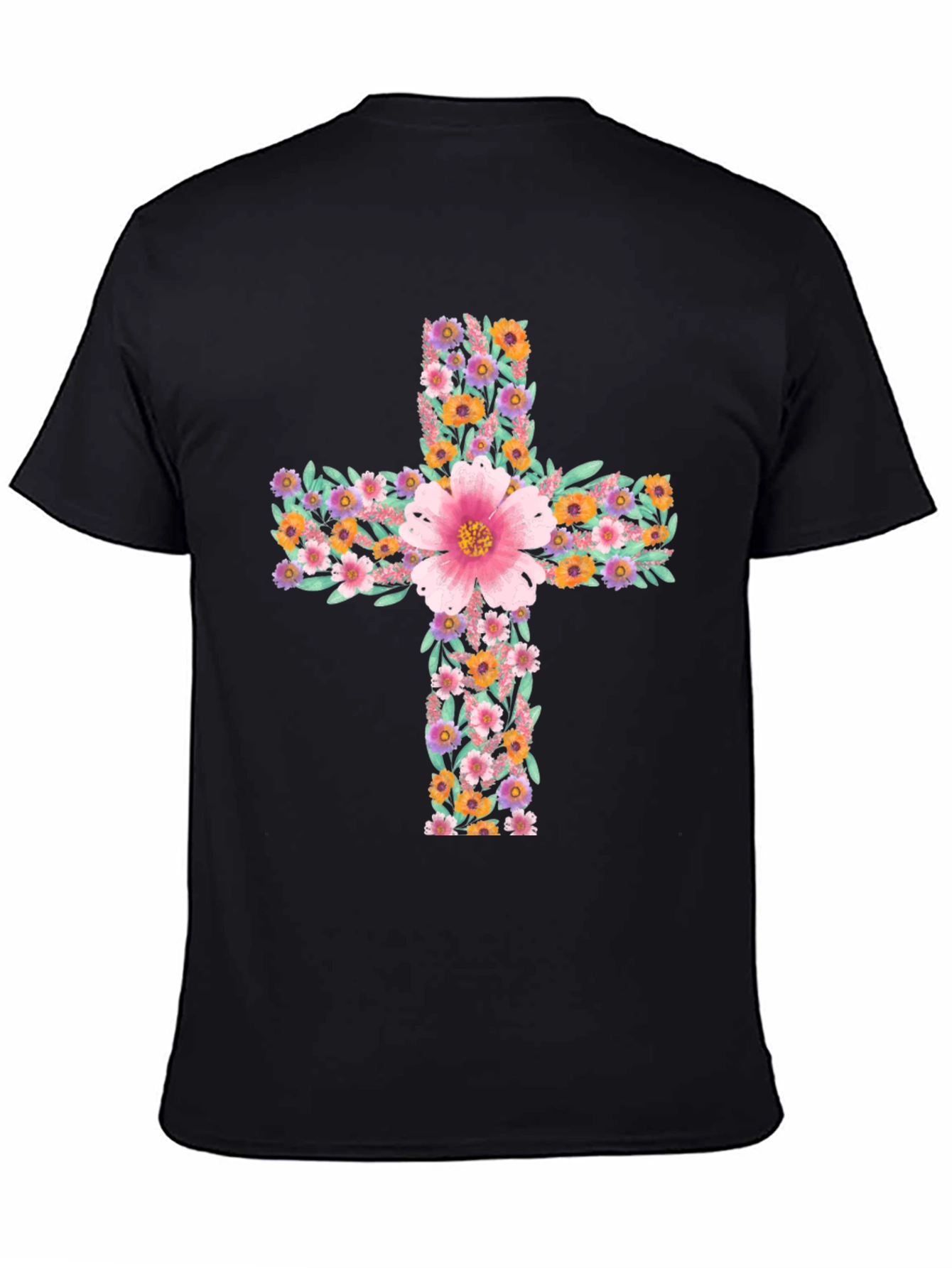 Floral Cross Graphic Tee - Stylish Christian Apparel