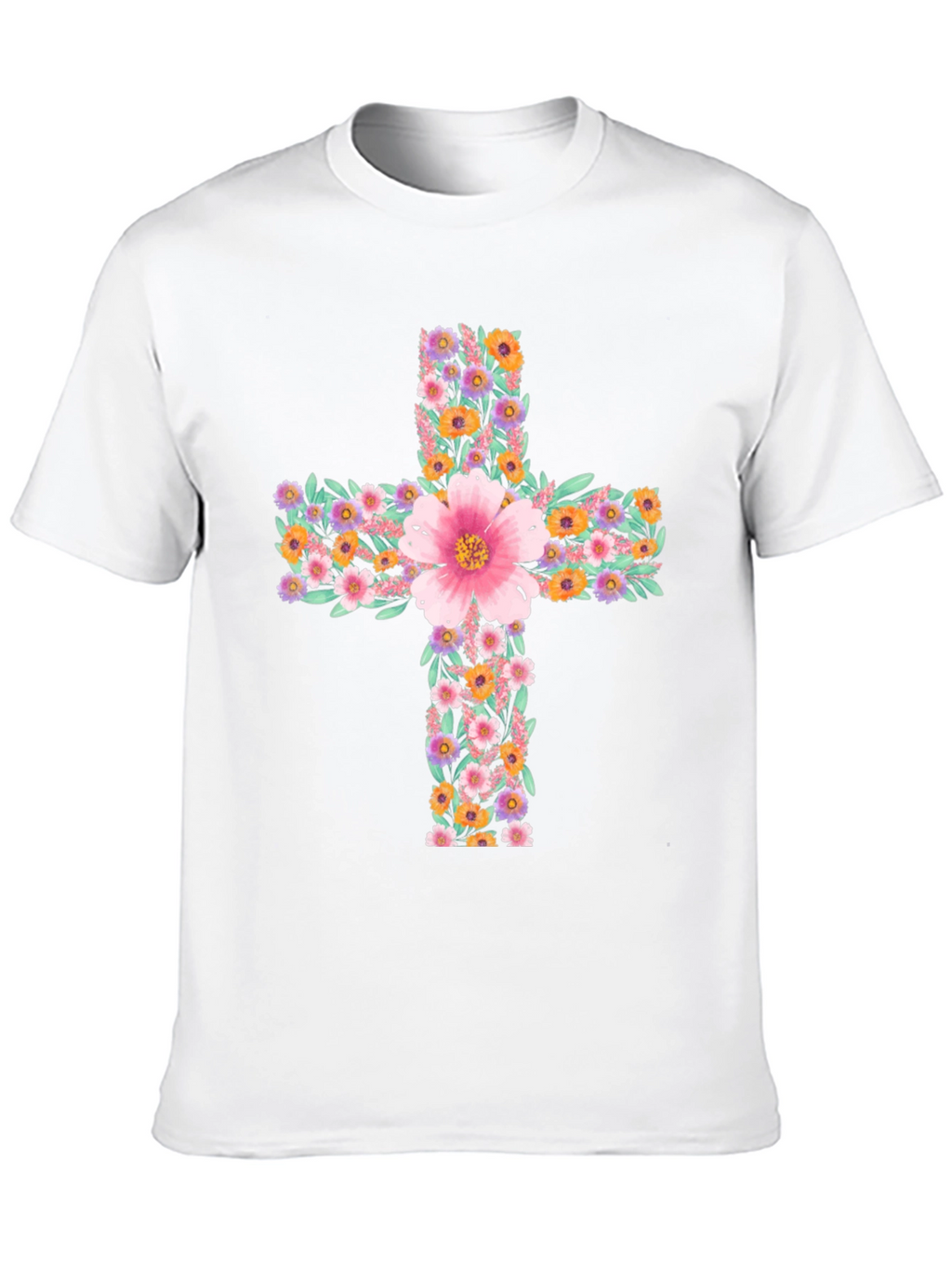 Floral Cross Graphic Tee - Stylish Christian Apparel