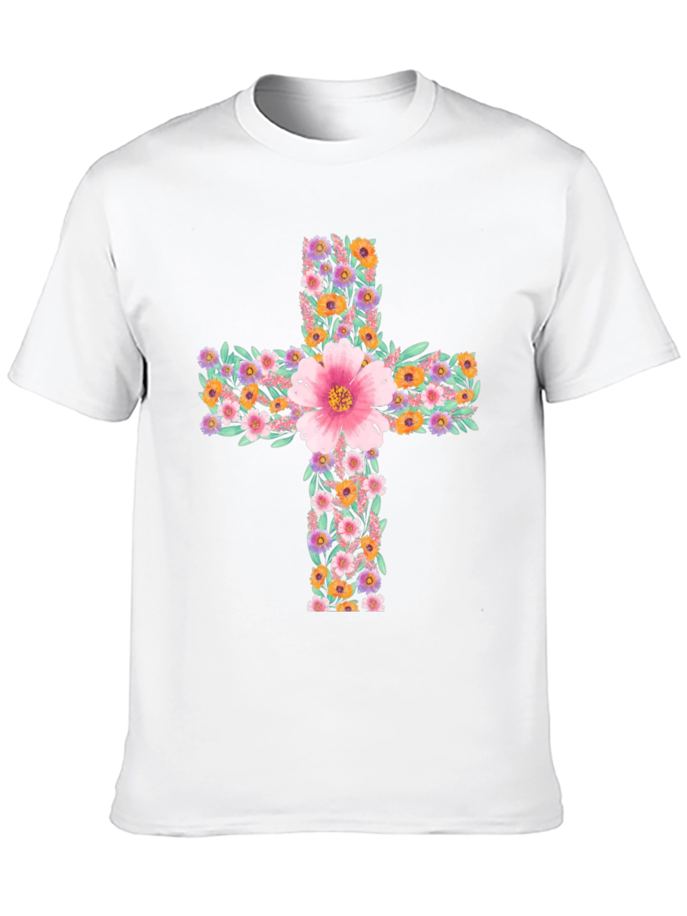 Floral Cross Graphic Tee - Stylish Christian Apparel