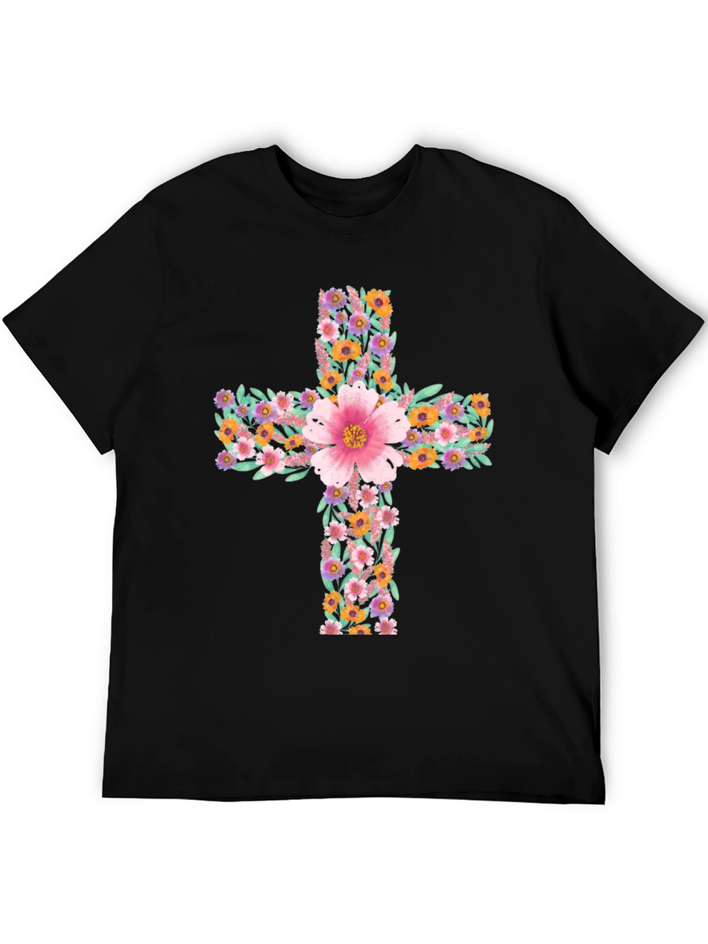Floral Cross Graphic Tee - Stylish Christian Apparel
