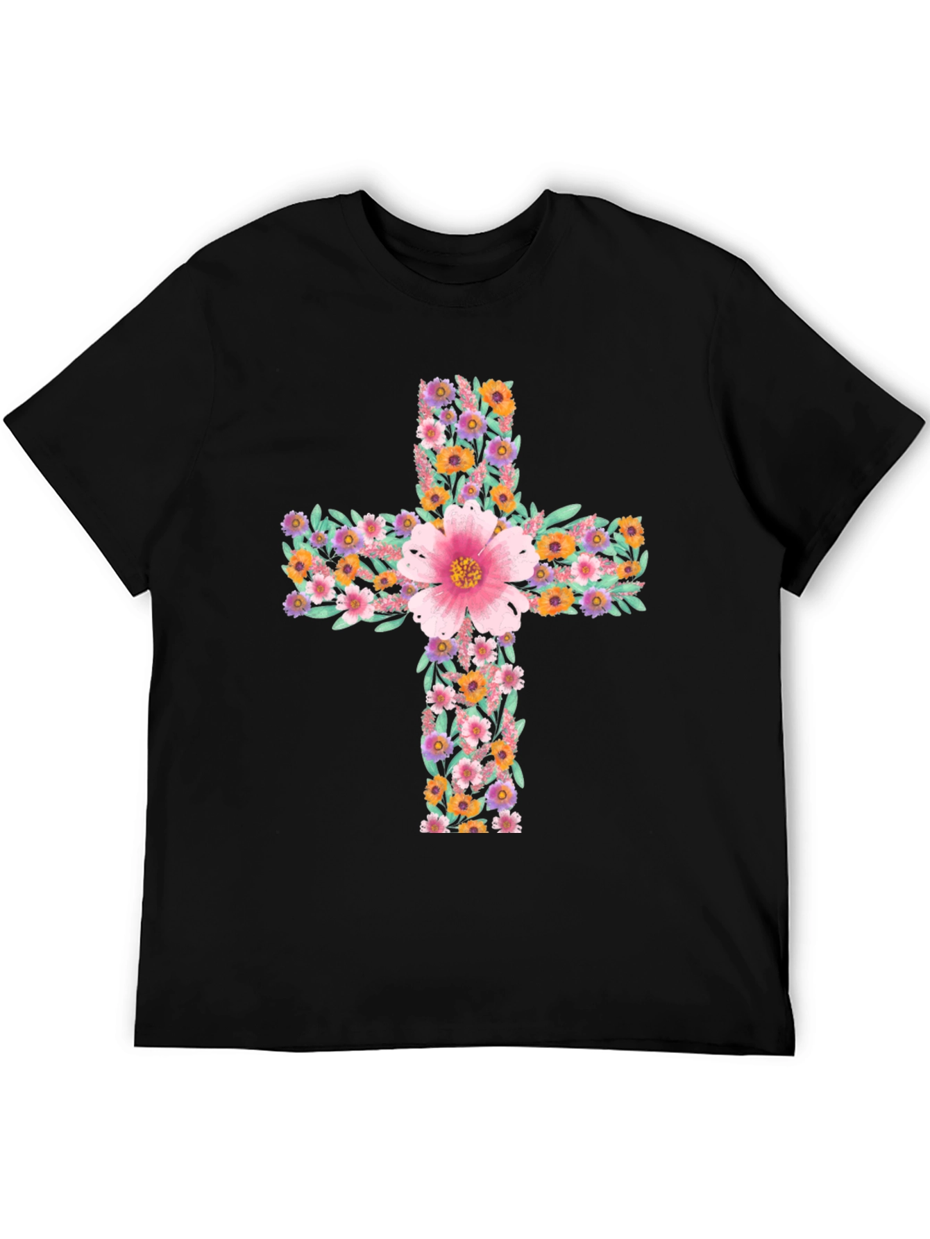 Floral Cross Graphic Tee - Stylish Christian Apparel
