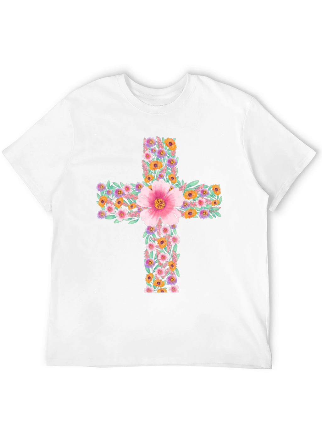 Floral Cross Graphic Tee - Stylish Christian Apparel