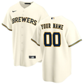 Men's Milwaukee Brewers Cream Home Replica Custom Jerseys