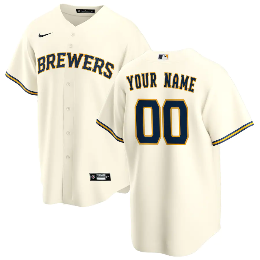 Men's Milwaukee Brewers Cream Home Replica Custom Jerseys