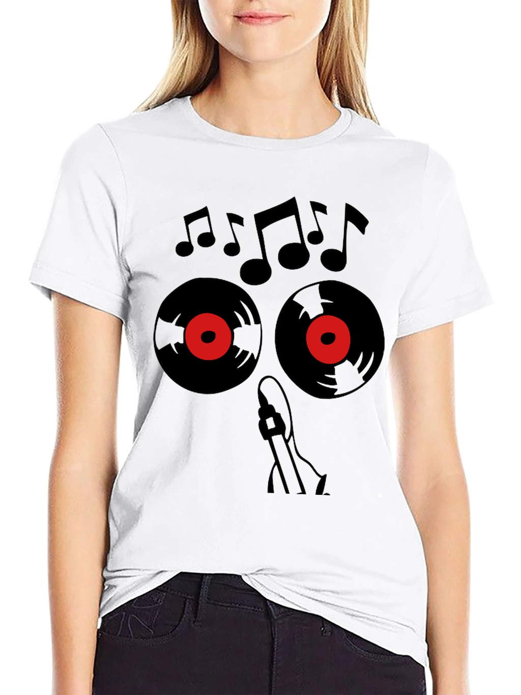 Music Lover T-Shirt - Vinyl & Notes Design