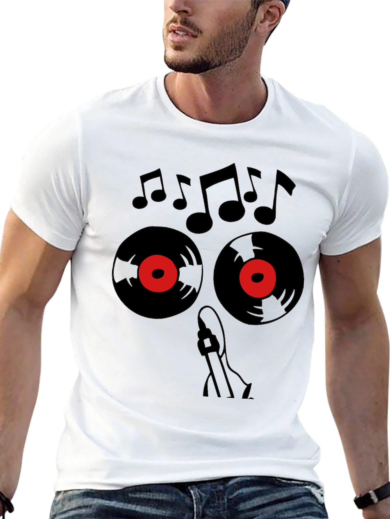 Music Lover T-Shirt - Vinyl & Notes Design