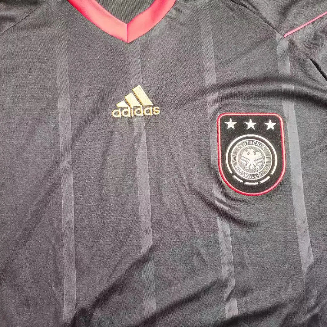 2010 Germany Away Black Retro Soccer Jersey Detail 2
