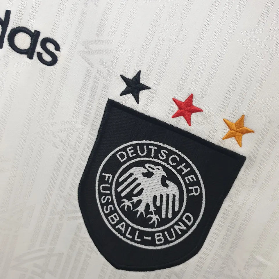 1996 Germany Home White Retro Soccer Jersey Detail 4