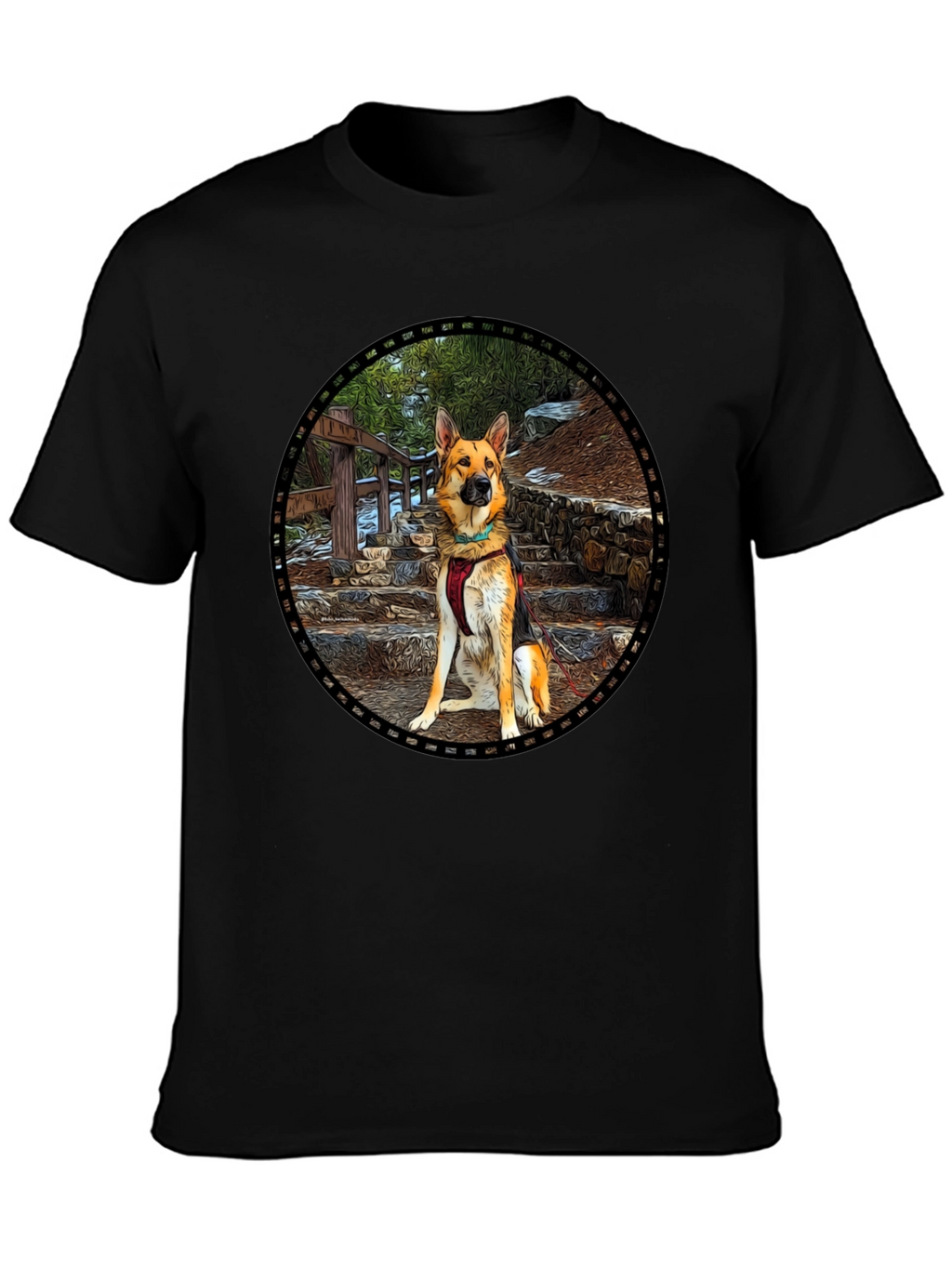 German Shepherd Dog Graphic Black T-Shirt