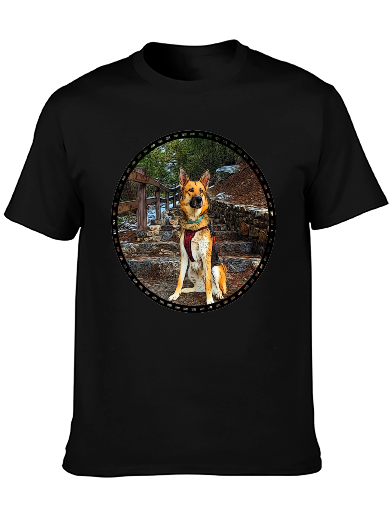 German Shepherd Dog Graphic Black T-Shirt