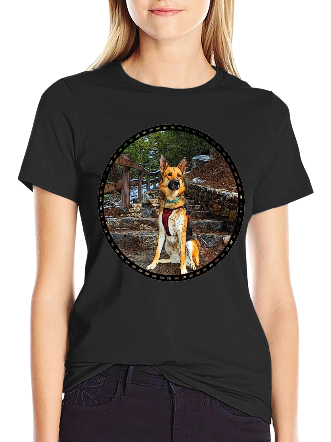 German Shepherd Dog Graphic Black T-Shirt