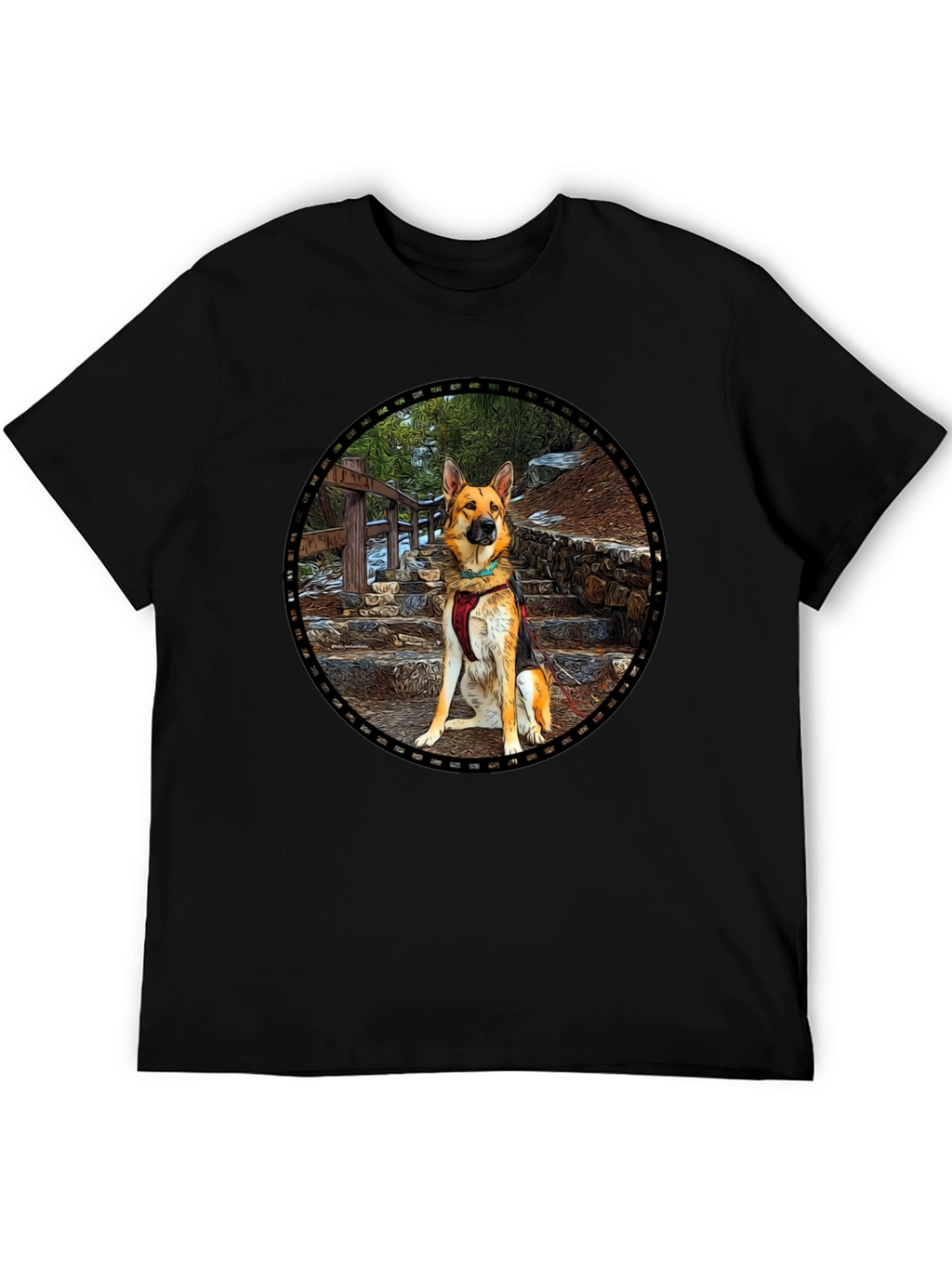 German Shepherd Dog Graphic Black T-Shirt