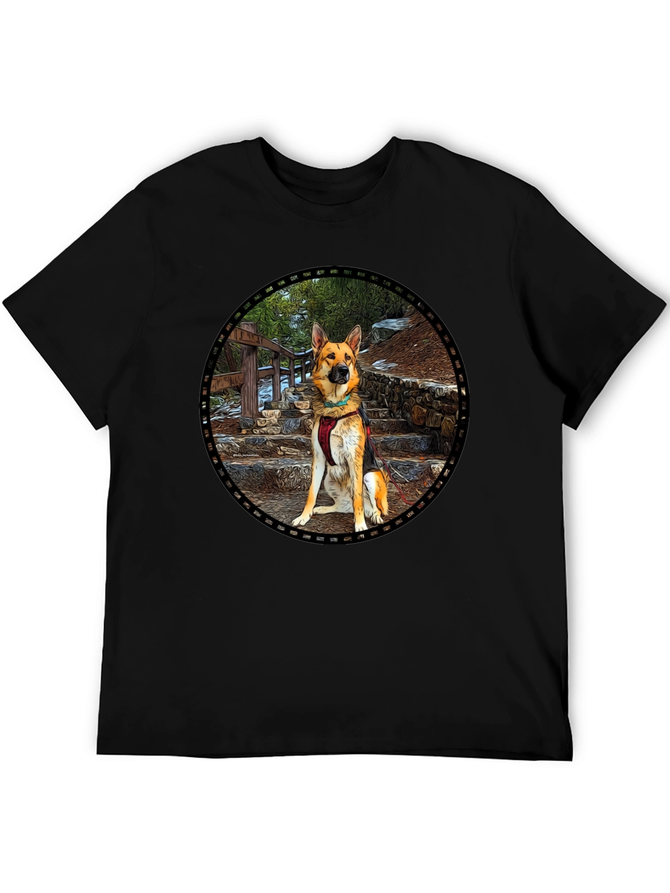 German Shepherd Dog Graphic Black T-Shirt