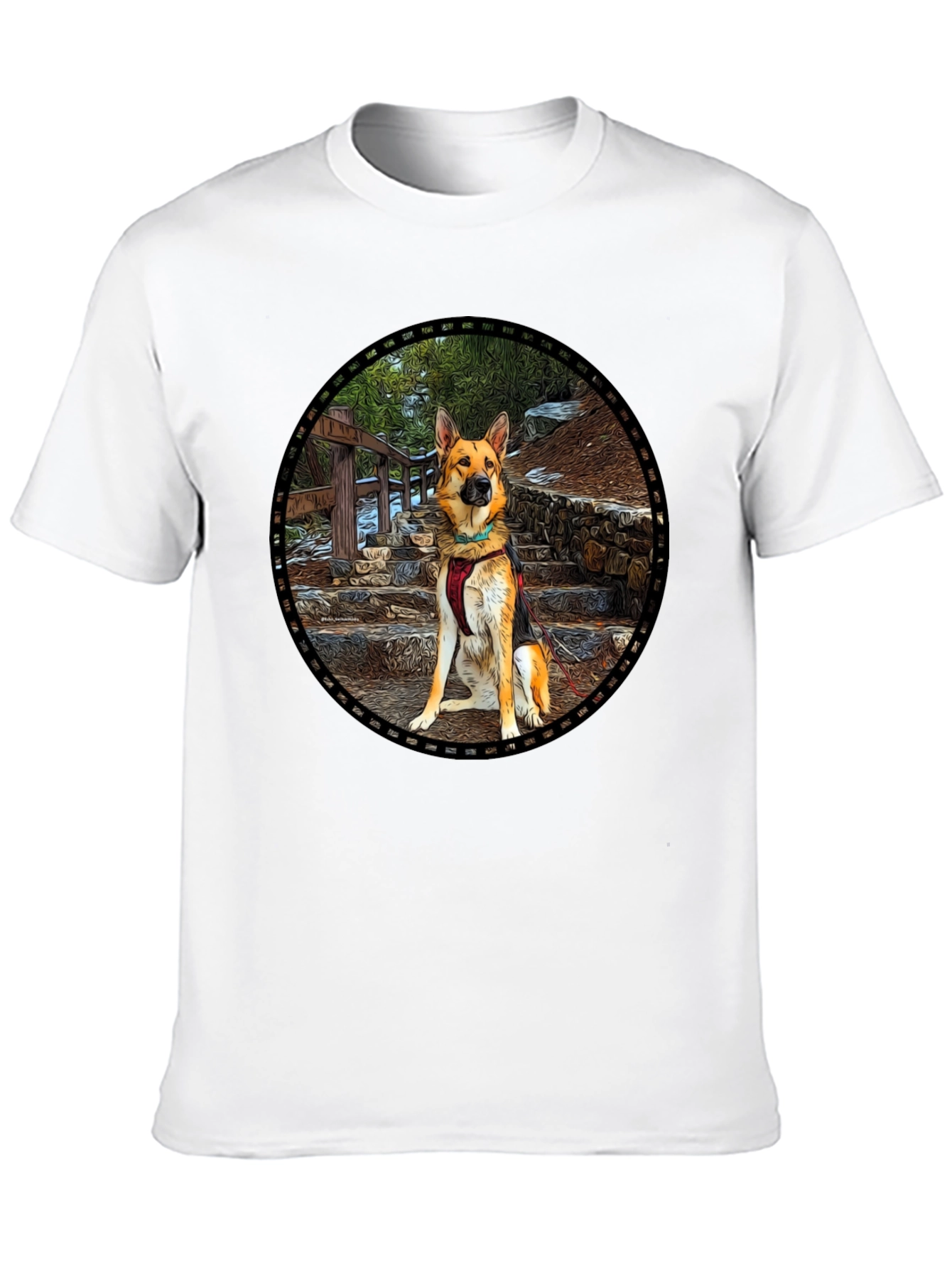 German Shepherd Dog Graphic Black T-Shirt
