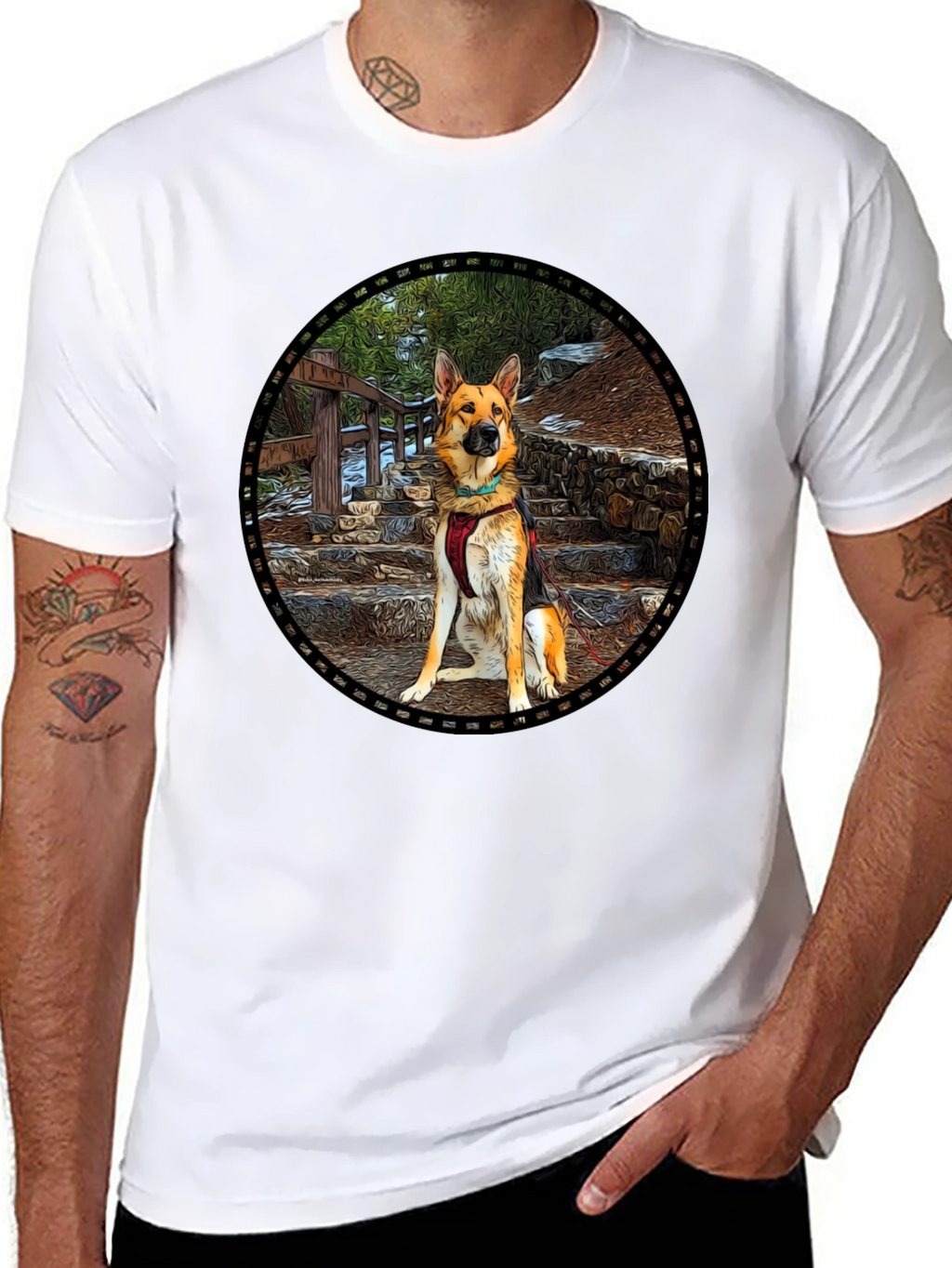 German Shepherd Dog Graphic Black T-Shirt
