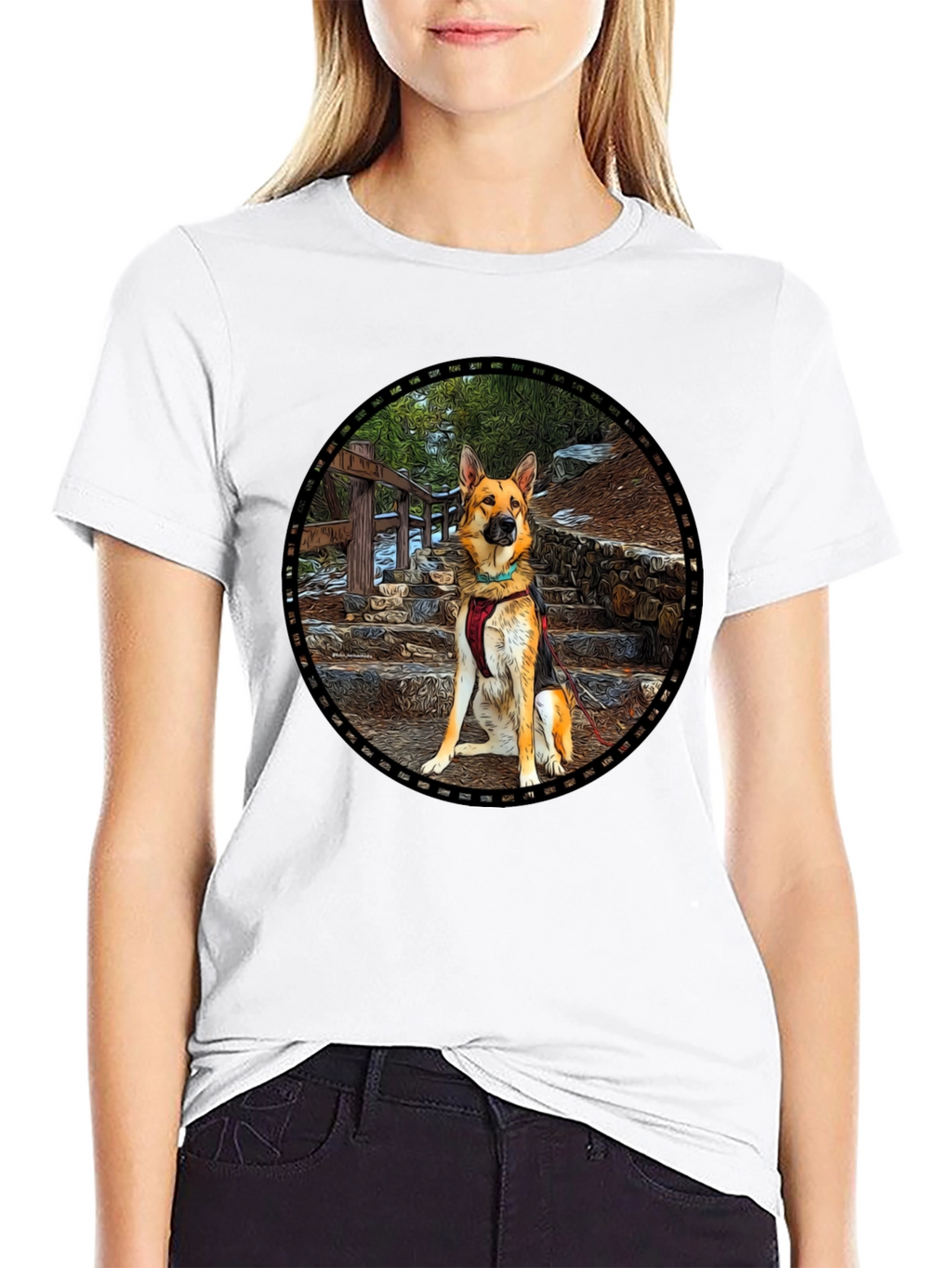 German Shepherd Dog Graphic Black T-Shirt